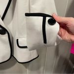 Tahari Cute white black trim reverse tuxedo chunky button blazer pockets rose Photo 9
