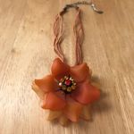 Orange Flower Necklace Crystals Retro Festive Photo 1