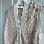 Las Sureñas Rare Mesh Open Knit Tiger Embroidered Button Vest in Beige – Size XS Tan Photo 4