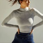 Free People  Good Karma Ice Gray Form Fitting Workout Top X/S NWOT Photo 0