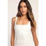 Lulus NWT  V.I.P. Treatment White Mesh Ruched Bodycon Midi Dress Party Sexy Sz M Photo 8