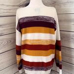 Mint Julep Boutique Yellow Purple & White Striped Wide Neck Sweater Photo 5