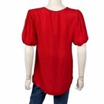 Emory park NEW Red Puff Sleeve V Neck Blouse Short Sleeve Top Size M Photo 3