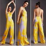 Anthropologie Hutch Lavender Purple Yellow Backless Wide Leg Jumpsuit Women's 0 Photo 1