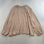 Talbots Plus 3X Sparkle Knit Ruffle Mock Neck Sweater Balloon Sleeve Blush Pink Photo 1