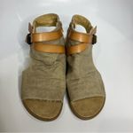 Blowfish Malibu Balla wedge sandals open toe tan canvas leather women’s size‎ 9 Photo 2