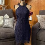 LULUS Love Poem Navy Blue Lace Mini Dress Womens Size S Photo 2