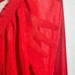 Hollister Button Front Shirt Womens M Red Long Sleeve Ruffle Trim Round Neck Y2K Photo 3