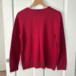 Christopher & Banks  Holiday Red Snowflake Beaded Cardigan Sweater Full Zip Size M Photo 2