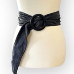 HYDE Collection H16021 Black Wrap Around Wide Round Buckle Obi Belt M Photo 0