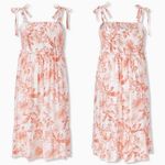 Torrid  Smocked Midi Dress Peach Pink White Tropical Floral Dress 1 Spring Photo 0