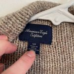 American Eagle Brown Gold Metallic Chunky Knit Open WOOL Draped Cardigan Sweater Photo 4