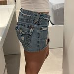 True Religion  women size 27 raw hem Jean shorts 100% cotton Photo 1