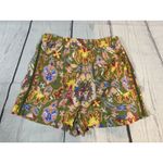 ZARA Boho Printed Green Drawstring Shorts Small Multicolor Festival Vibe Photo 1