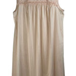 Vanity Fair Vtg  Size S Satin Gown Pleated Lace Rose Nightgown Peach Sleeveless Photo 0