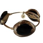 Bourbon and Boweties Bourbon And Bowties Gold Tone Wire Wrapped Brown Gemstone Bangle Bracelet Photo 6