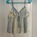 Floral Patchwork Spaghetti Strap Top Blue Size M Photo 2