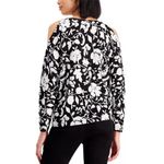Inc international  Concepts Cold-Shoulder Black White Floral top Sweater large Photo 1