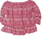 Lucky Brand Aztec Blouse Womens Size Large Maroon Scoop Neck Boho Cottagecore Photo 7