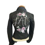 Andrew Marc Women's S  New York Womens Black Leather Off Center Zip Jacket Coat p Photo 2