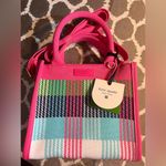 Kate Spade NWT Pink Green Plaid Satchel crossbody fabric collectible summer prep Photo 14