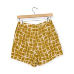 J.O.A. Mustard Yellow Crosshatch Print Faux Wrap Mid Rise Shorts Size M Photo 1