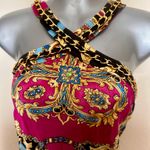 Cache Silk Halter Chain Top Sz L Photo 1