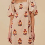 Farm Rio  Rose Embroidered Macaw Linen Midi Dress Photo 0
