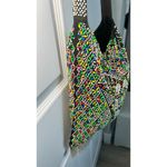 Vintage Boho Beaded Shoulder Bag Multi Color Flower 70's Fringe Festival Bag Black Photo 6