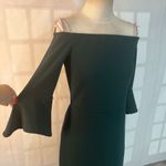 H&M green off the shoulder bell sleeve cocktail party sheath dress size medium Photo 2