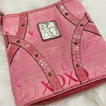 XOXO Vintage y2k  crossbody shoulder bag logo Barbie pink faux snakeskin purse Photo 3