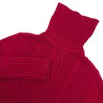 Croft & Barrow Cable Knit Turtleneck Sweater Women Small Red Cotton Winter Cozy Photo 4