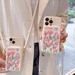NWT iPhone 15 Plus Cream 3D Tulip Zip Pocket Crossbody Phone Case Purse Photo 1