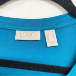 LOGO By Lori Goldstein Logo Lori Goldstein Teal Blue Lace Trim Long Sleeve Top Womens S Scoop Neck Photo 4