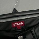 STAUD  Chisel Faux Leather Straight Pants in Black Photo 7