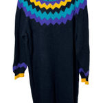 Stefano Sportswear Black Multi Color Geometric Fair Isle Knit Sweater Dress 20W Photo 0