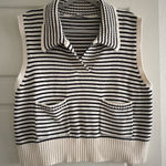 ZARA Women’s Collared Knit Sleeveless Sweater Black and Cream Size XL Photo 0