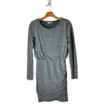 Leith  Dress Women Small Gray Knit Long Sleeve Ruched Faux Wrap Mini‎ Athleisure Photo 1