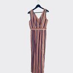 Miami ‎ Jumpsuit Cotton Tie Waist Multi Color Striped Medium Photo 1