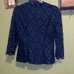 Alex Evenings navy blue glitter lace top vintage • black tie evening dress top Photo 5