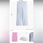 J.Crew NWT Petite Striped High Rise Wide Leg Cropped Pant Blue White US 27 Photo 5