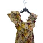H&M Flounced XL Cotton/Linen Off-the-shoulder Dress Floral Ruffle Mini Short Photo 5