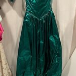 Vintage 80’s Emerald metallic bubble hem strapless sweetheart dress puff sleeve Green Size XS Photo 6