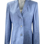 Ann Taylor 100% Silk Blue Long Sleeve Notch Button Up Blazer Coat Jacket Size 2 Photo 0