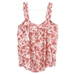 Wonderly  Size Medium Tank Top Red White Flower Print Button Detail Back‎ Blouse Photo 1