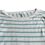 Escada Sport Teal White Stripe Sweater Stretch Cropped Sleeves Cotton Medium Blue Photo 1