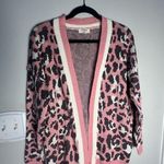 Umgee Pink and White Cardigan Sweater with Leopard Print Photo 0