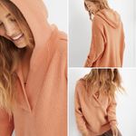 Aerie CozyUp Waffle Sweater Hoodie in Peach Cargo Photo 1