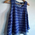 Saks 5th Avenue BLUE by Saks Fifth Avenue - Double Layered blue patterned tank- Tailored to Sz S Photo 2