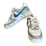Nike  Air Force 1 White With Blue Splatter Low Air Force Womens Size 7 Photo 1
